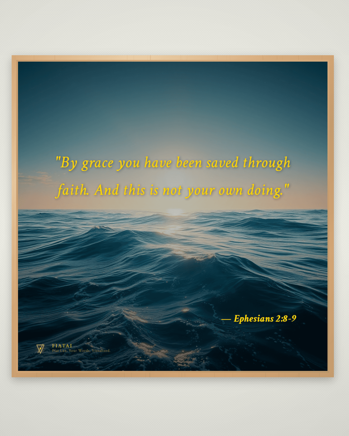 Beautiful framed Bible verse art hanging on a modern living room wall, demonstrating the real product quality